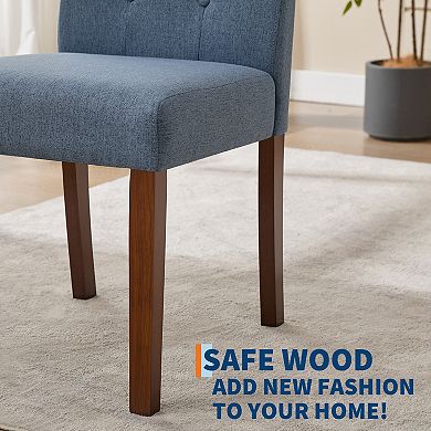 2-Pack Modern Parsons Dining Chairs, Linen Fabric, Padded Seat, Wood Legs for Dining Room & Kitchen