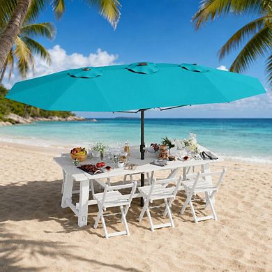 ANIXOL Double-Sided Rectangular Patio Umbrella with Fade-Resistant Canopy