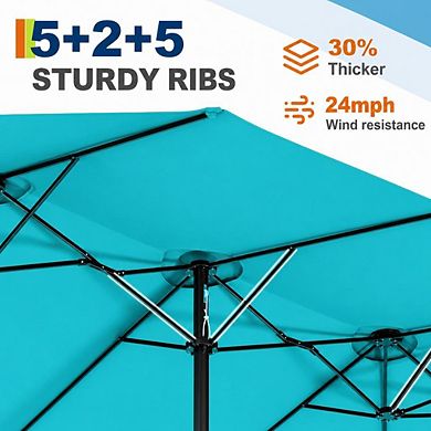 ANIXOL Double-Sided Rectangular Patio Umbrella with Fade-Resistant Canopy