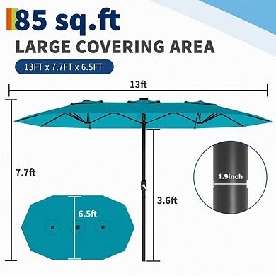 ANIXOL Double-Sided Rectangular Patio Umbrella with Fade-Resistant Canopy