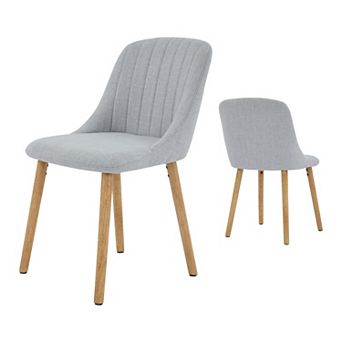 2 pc Medieval Padded High Back Fabric Dining Chairs, Wood Legs for Kitchen Dining Bedroom