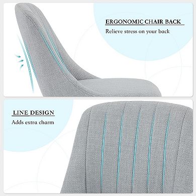 2-Piece Medieval Padded High Back Fabric Dining Chairs, Wood Legs for Kitchen Dining Bedroom
