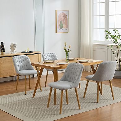 2-Piece Medieval Padded High Back Fabric Dining Chairs, Wood Legs for Kitchen Dining Bedroom