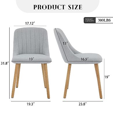 2-Piece Medieval Padded High Back Fabric Dining Chairs, Wood Legs for Kitchen Dining Bedroom