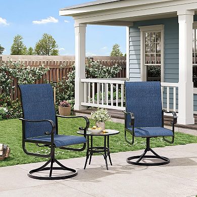 Outdoor High Back Dining Rocker with Padded Breathable Fabric, for Garden, Lawn & Backyard Spaces
