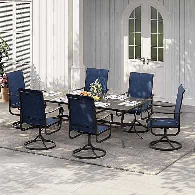 Outdoor High Back Dining Rocker with Padded Breathable Fabric, for Garden, Lawn & Backyard Spaces