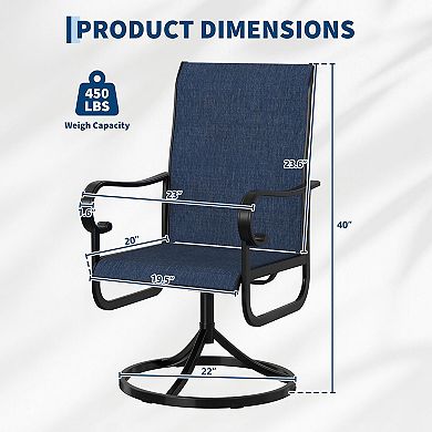 Outdoor High Back Dining Rocker with Padded Breathable Fabric, for Garden, Lawn & Backyard Spaces