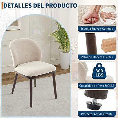 2-Piece Ergonomic Padded Dining Chairs with Sturdy Wood Legs for Kitchen & Dining Room