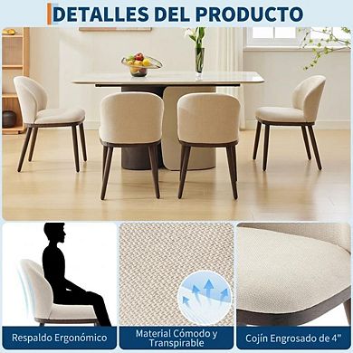 2-Piece Ergonomic Padded Dining Chairs with Sturdy Wood Legs for Kitchen & Dining Room