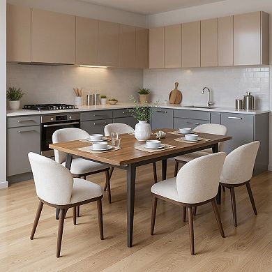 2-Piece Ergonomic Padded Dining Chairs with Sturdy Wood Legs for Kitchen & Dining Room