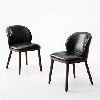 2 pc Ergonomic Padded Dining Chairs with Sturdy Wood Legs for Kitchen & Dining Room