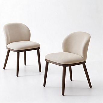 2 pc Ergonomic Padded Dining Chairs with Sturdy Wood Legs for Kitchen & Dining Room