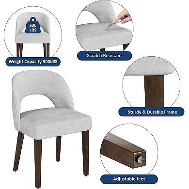 Set of 4 Soft Plush Dining Chairs, Rustic Gray Upholstered Side Chairs for Kitchen & Dining Room
