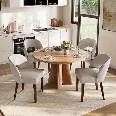 Set of 4 Soft Plush Dining Chairs, Rustic Gray Upholstered Side Chairs for Kitchen & Dining Room