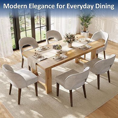 Set of 4 Soft Plush Dining Chairs, Rustic Gray Upholstered Side Chairs for Kitchen & Dining Room