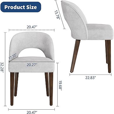 Set of 4 Soft Plush Dining Chairs, Rustic Gray Upholstered Side Chairs for Kitchen & Dining Room