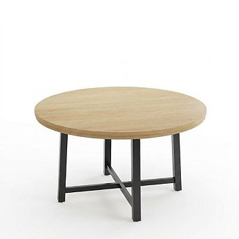 47" Farmhouse Round Dining Table, Heavy-Duty Metal Frame, 4-6 Seater for Kitchen & Dining Room