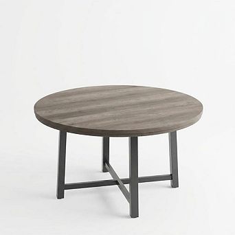 47" Farmhouse Round Dining Table, Heavy-Duty Metal Frame, 4-6 Seater for Kitchen & Dining Room