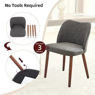 2-Pack Ergonomic Linen Dining Chairs, Thick Padded Seat, Sturdy Wood Legs, Wingback Design
