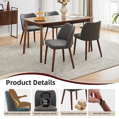 2-Pack Ergonomic Linen Dining Chairs, Thick Padded Seat, Sturdy Wood Legs, Wingback Design