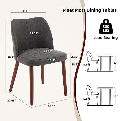 2-Pack Ergonomic Linen Dining Chairs, Thick Padded Seat, Sturdy Wood Legs, Wingback Design