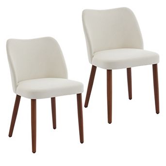 2-Pack Ergonomic Linen Dining Chairs, Thick Padded Seat, Sturdy Wood Legs, Wingback Design