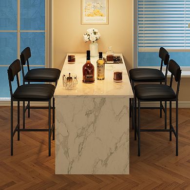 Set of 4 Modern PU Leather Dining Chairs,Padded High Back Frame for Kitchen, Dining Room & Apartment