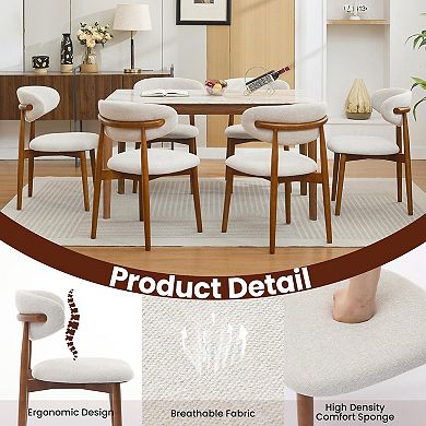 2-Pack Mid-Century Modern Dining Chairs, Padded Fabric Seat & Sturdy Wood Legs for Home Dining Room