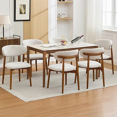 2-Pack Mid-Century Modern Dining Chairs, Padded Fabric Seat & Sturdy Wood Legs for Home Dining Room