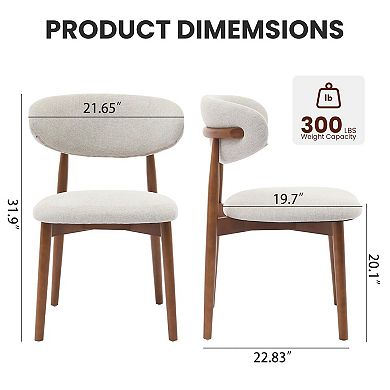 2-Pack Mid-Century Modern Dining Chairs, Padded Fabric Seat & Sturdy Wood Legs for Home Dining Room