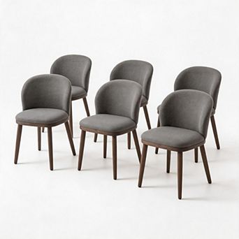 Set of 6 Modern Cushioned Dining Chairs, Ergonomic Back Support, Soft Seat for Kitchen & Dining Room