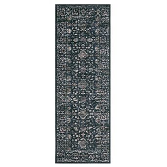Washable Vintage Oriental Area Rug Non-Slip Low Pile Stain Resistant Carpet for Home