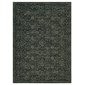 Washable Vintage Oriental Area Rug Non-Slip Low Pile Stain Resistant Carpet for Home