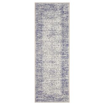 Washable Vintage Oriental Area Rug Non-Slip Low Pile Stain Resistant Carpet for Home
