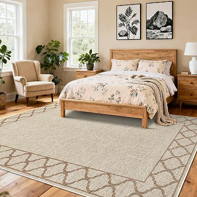 Washable Modern Black Bordered Area Rug Indoor/Outdoor Farmhouse Decor Mat