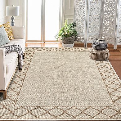 Washable Modern Black Bordered Area Rug Indoor/Outdoor Farmhouse Decor Mat