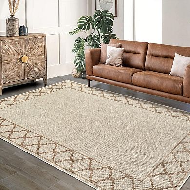Washable Modern Black Bordered Area Rug Indoor/Outdoor Farmhouse Decor Mat