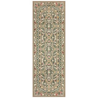 Vintage Floral Printed Area Mat Non-Slip Machine Washable Low Pile for Bedroom, Living Space