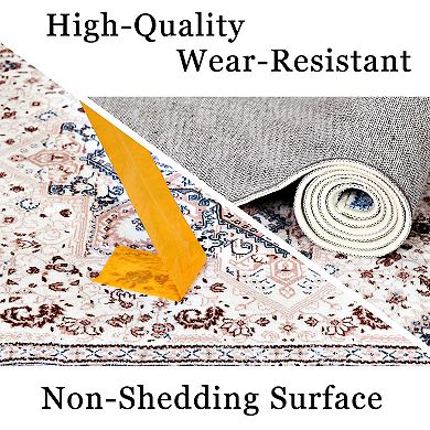 Vintage Area Rugs Machine Washable Floral Area Rugs Oriental Medallion