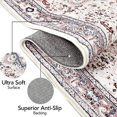 Vintage Area Rugs Machine Washable Floral Area Rugs Oriental Medallion