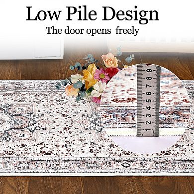 Vintage Area Rugs Machine Washable Floral Area Rugs Oriental Medallion