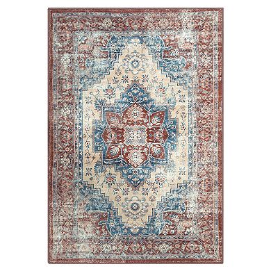 Vintage Medallion Area Rugs Floral Print Non Slip Soft Foldable