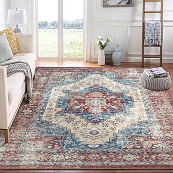 Vintage Medallion Area Rugs Floral Print Non Slip Soft Foldable