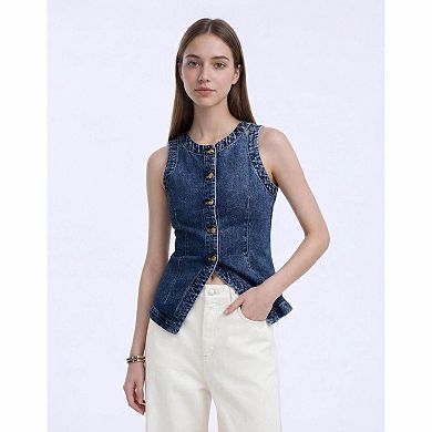 Women's Button-Front Denim Vest