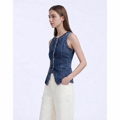 Women's Button-Front Denim Vest