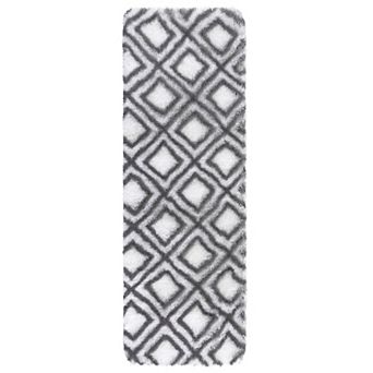 Polyester High Cotton White Gray Rectangular Hallway Bathroom Entryway Kitchen Office
