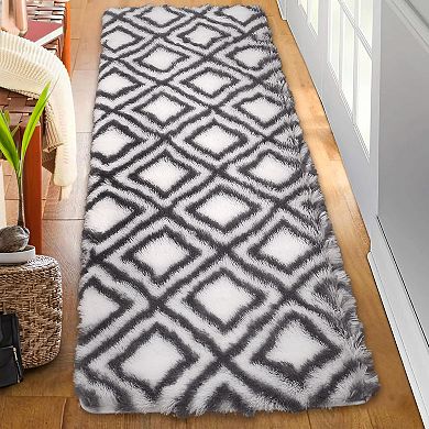 Polyester High Cotton White Gray Rectangular Hallway Bathroom Entryway Kitchen Office