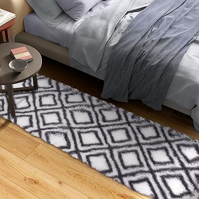 Polyester High Cotton White Gray Rectangular Hallway Bathroom Entryway Kitchen Office
