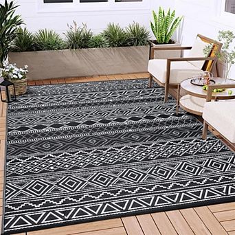 Gray Double Sided Outdoor Area Rugs Waterproof Sun Proof Grass Carpet