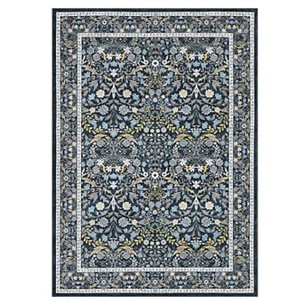 Black Polyester Rectangular Bedroom Living Room Dining Room Vintage Farmhouse Floral Print